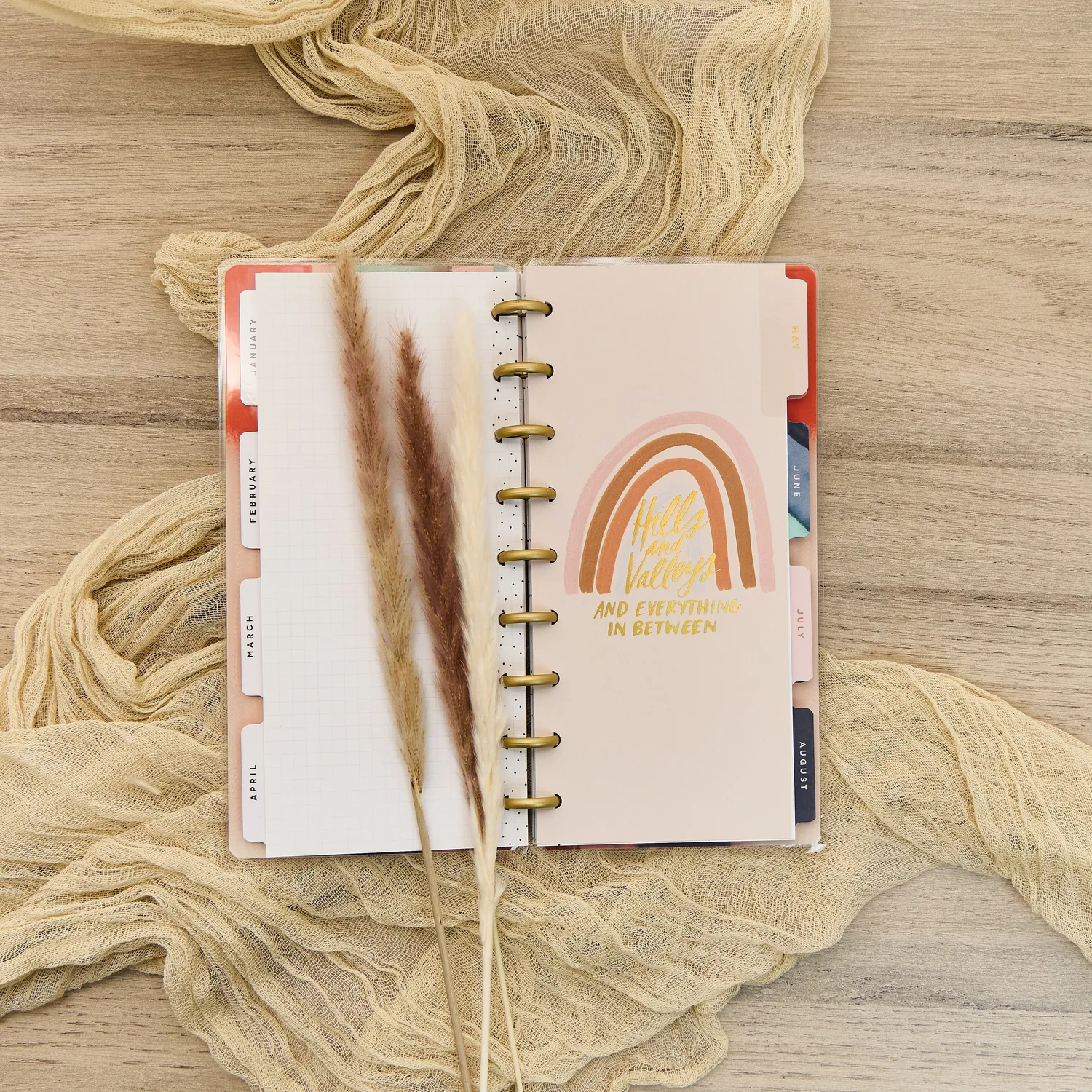 Happy Planner Watercolor Grace 2026 Skinny Classic agenda horizontal 12 mois