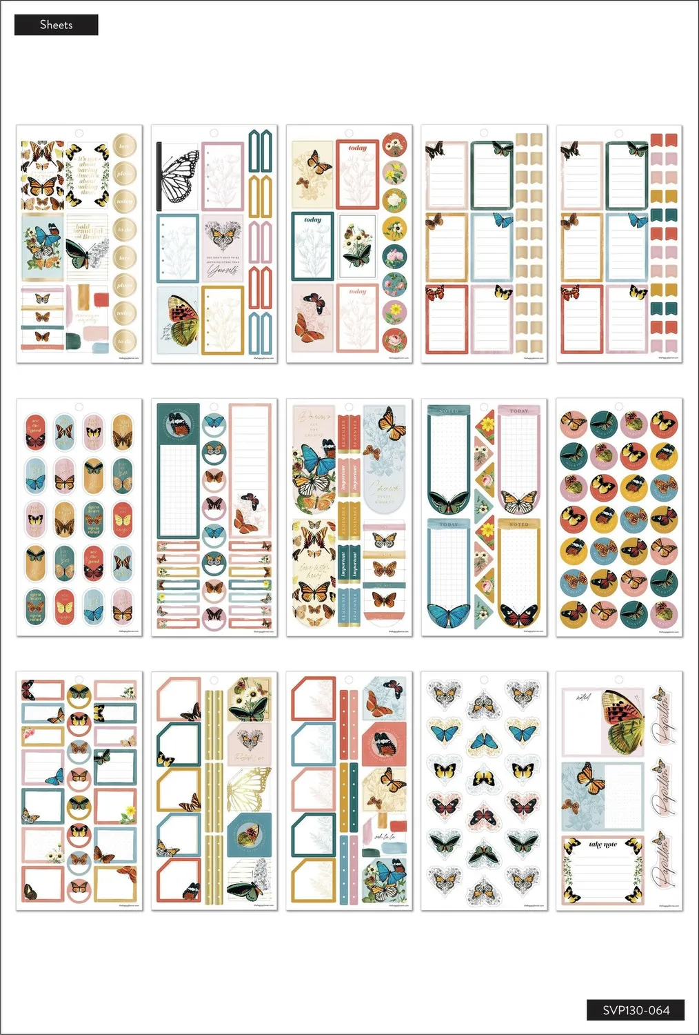 Happy Planner Papillon Butterfly stickers décoratifs 601 pièces