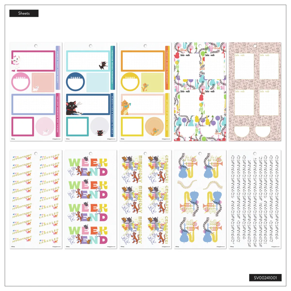 Happy Planner Disney Aristocats Big autocollants 311 pièces