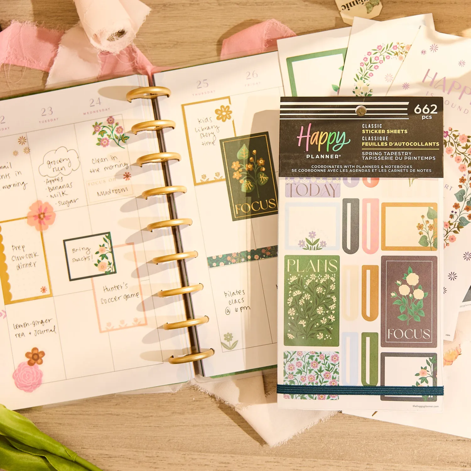 Happy Planner Spring Tapestry carnet autocollants 30 planches floral