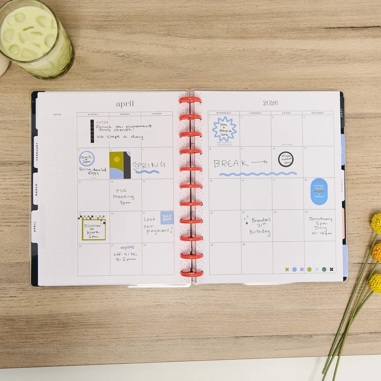Happy Planner Pop Splash agenda 2026 Big Dashboard 12 mois