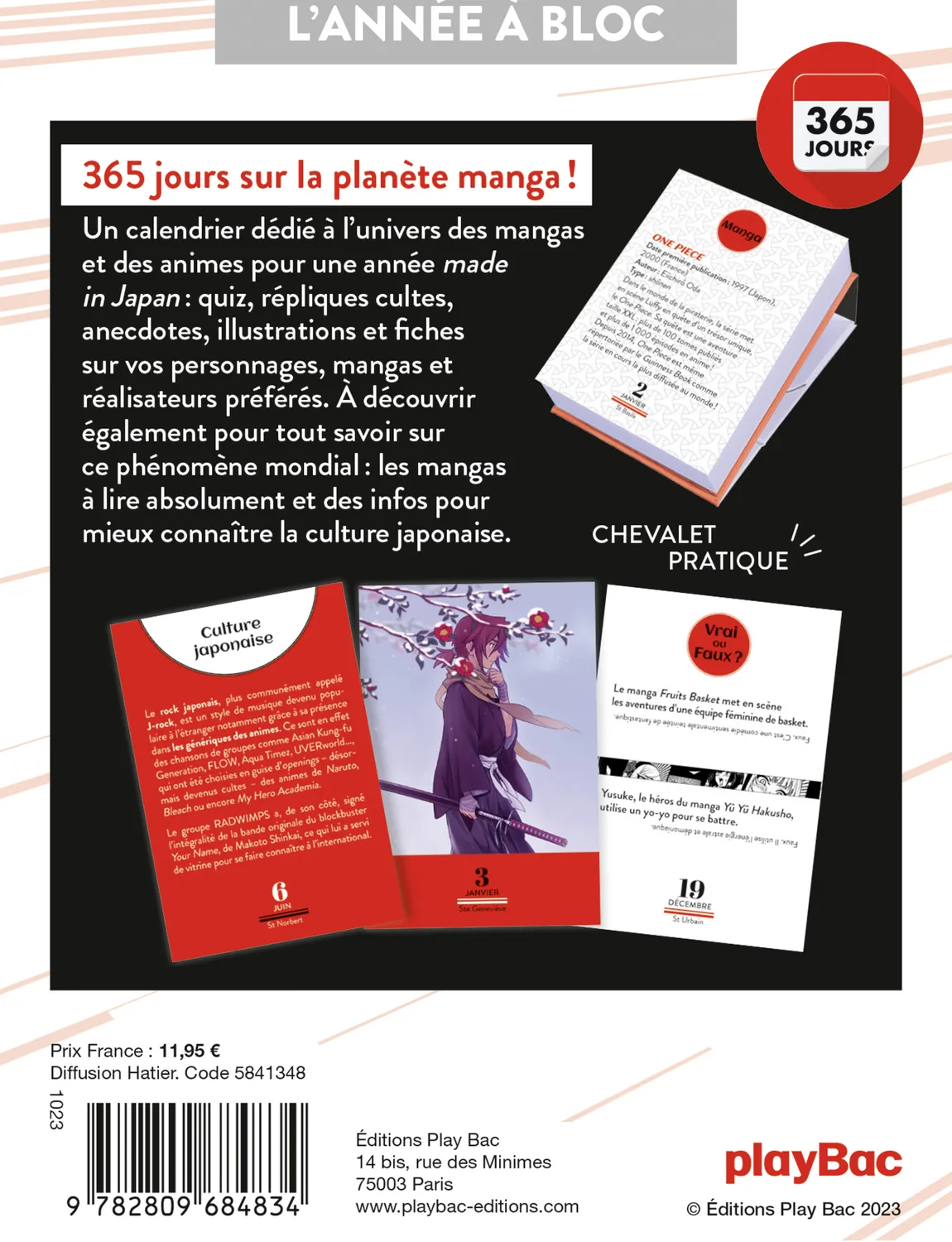 Année à Bloc 100% Manga calendrier 365 jours quiz anecdotes