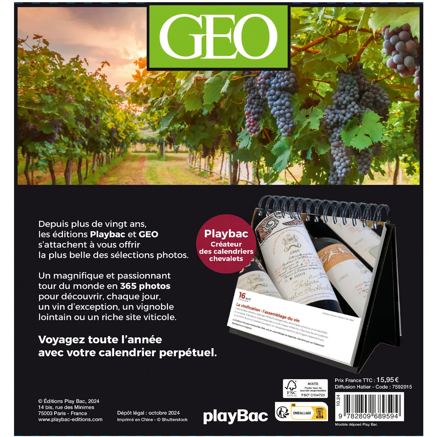 Frigobloc Géo 365 jours vins et vignobles calendrier chevalet
