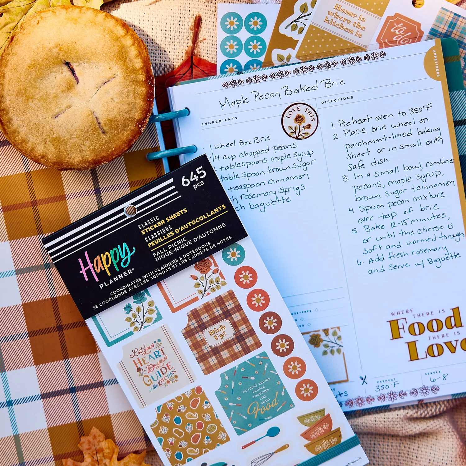 Happy Planner Fall Picnic stickers repas 30 planches