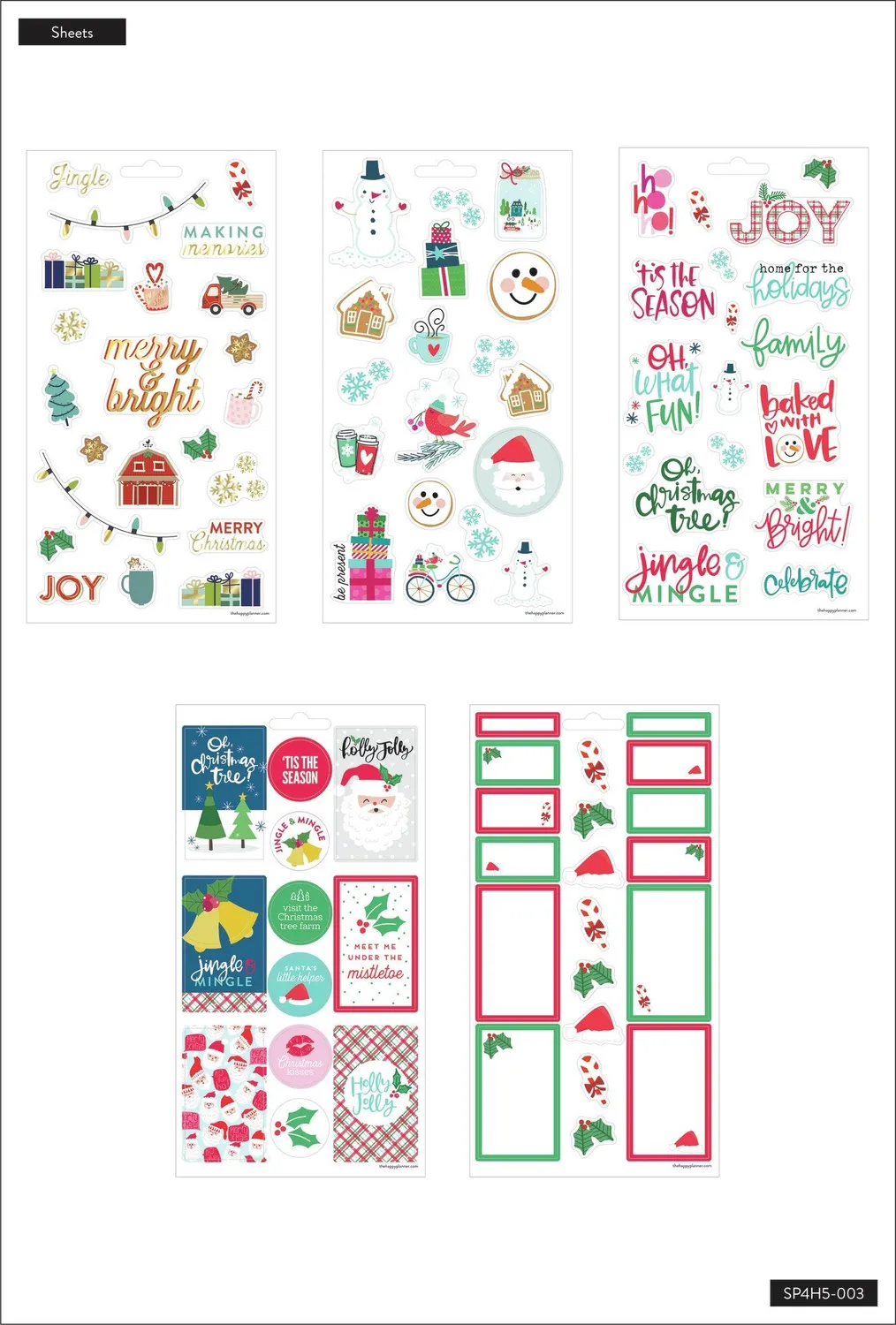 Me & my big ideas Happy Planner Christmas stickers Noël 5 feuilles