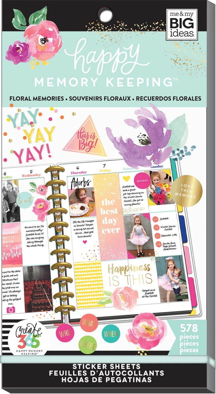 Happy Planner Floral Memories BIG stickers 578 pièces aquarelle