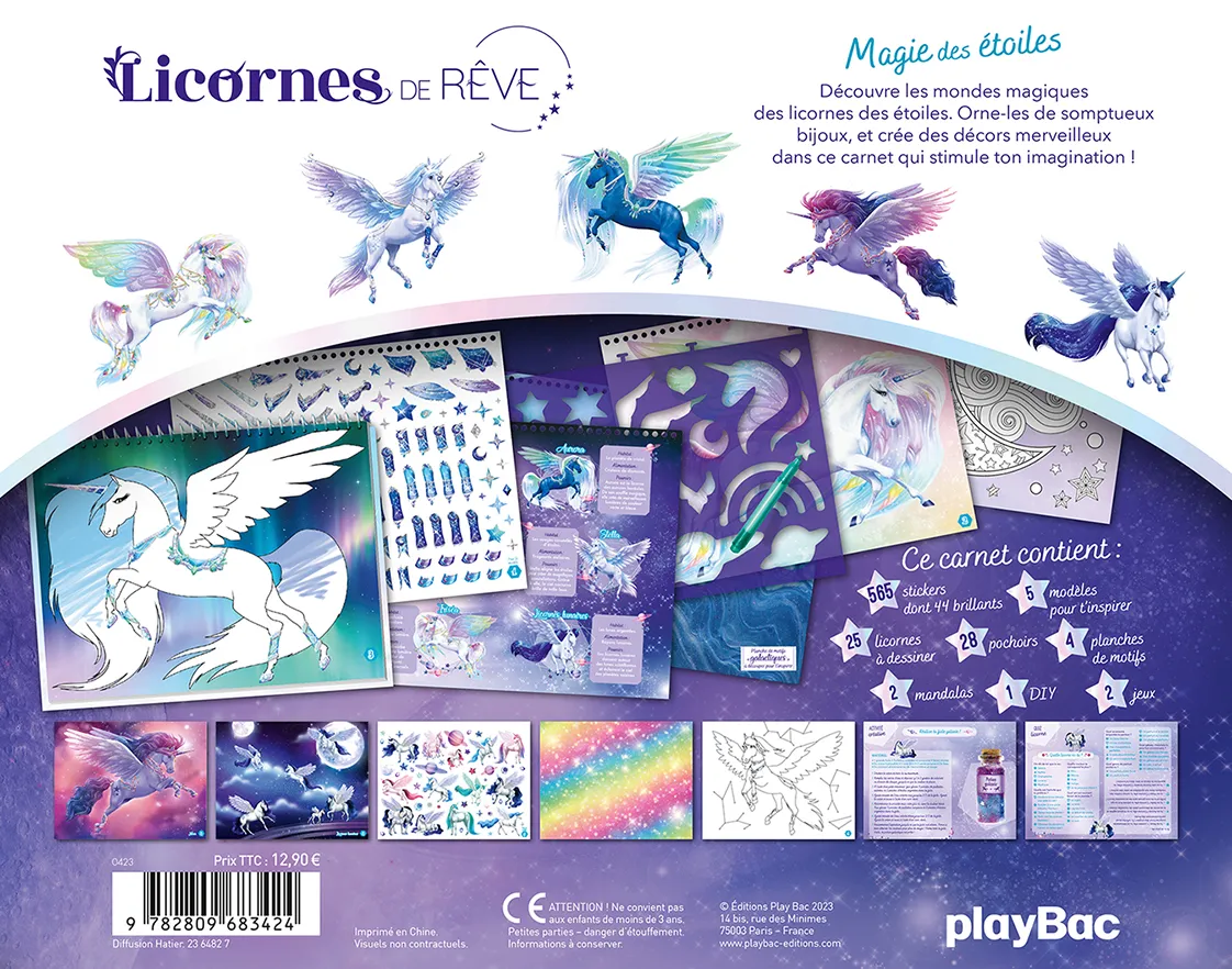 Frigobloc Licornes de rêve Magie des étoiles carnet créatif 500 stickers