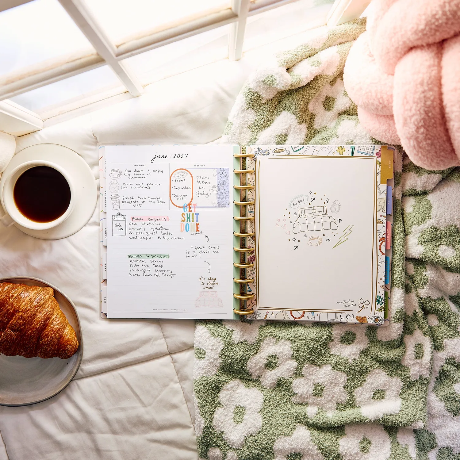 Happy Planner Pajama Plans 2027 agenda Big 12 mois dashboard
