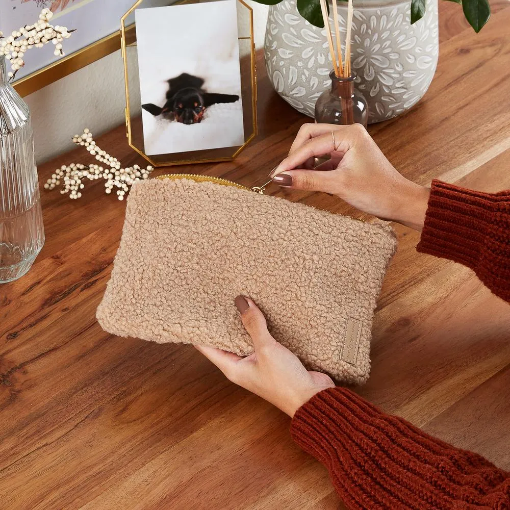 Happy Planner Classic trousse Sherpa taupe à zip