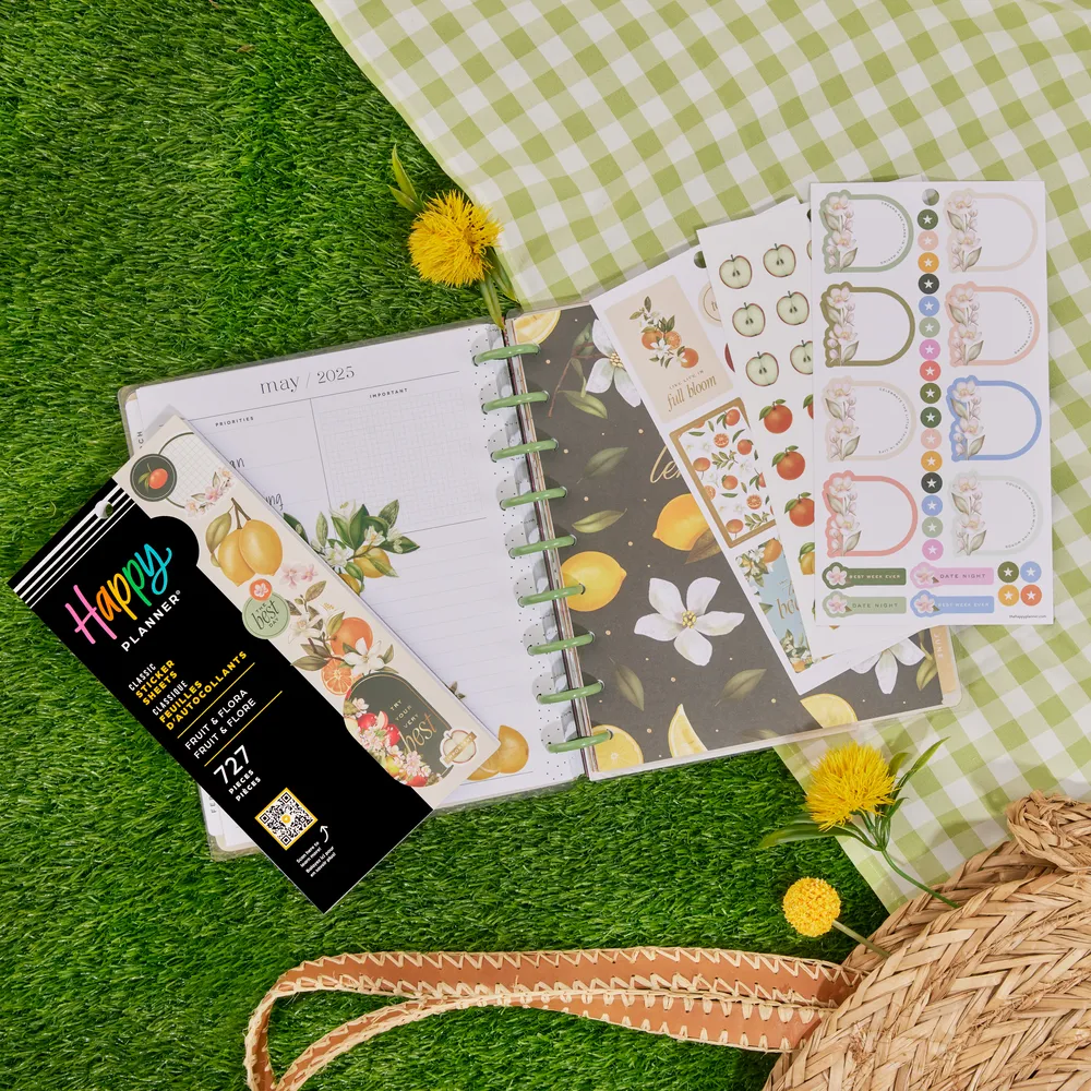 Happy Planner Fruit & Flora stickers 30 planches floral