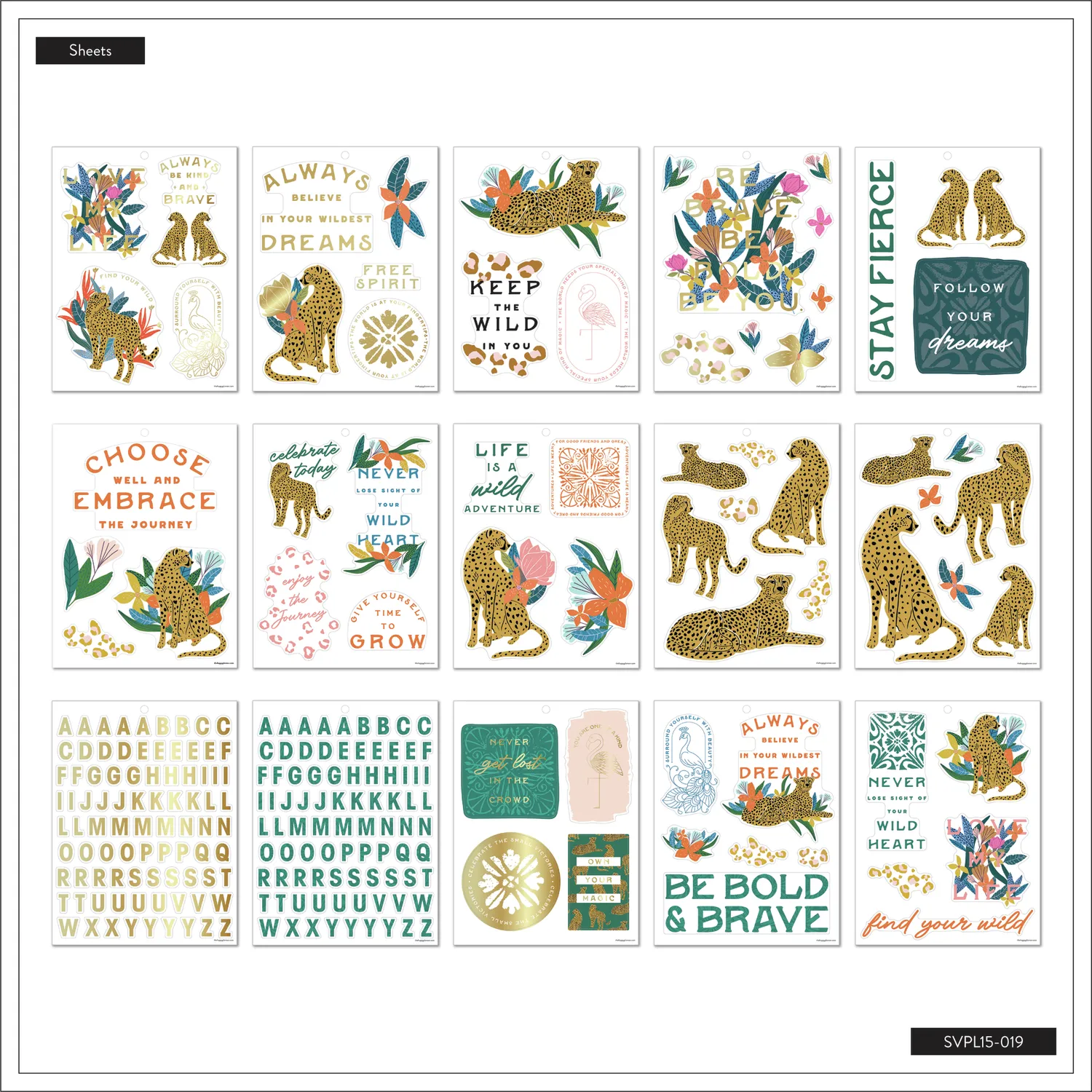 Happy Planner Jewel Tone Jungle stickers grand pack 238 jungle doré