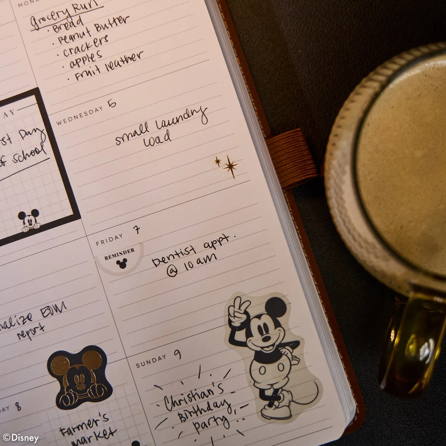 Happy Planner Disney Mickey agenda non daté Small Espresso 12 mois