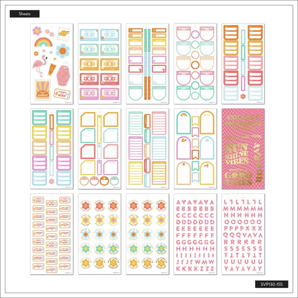 Happy Planner Sunshine Vibes stickers 614 colorés