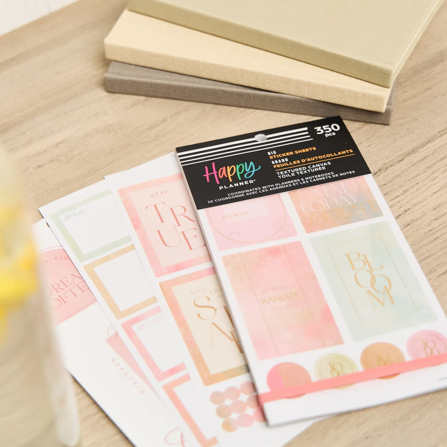 Happy Planner Textured Canvas Big stickers 30 planches dorées