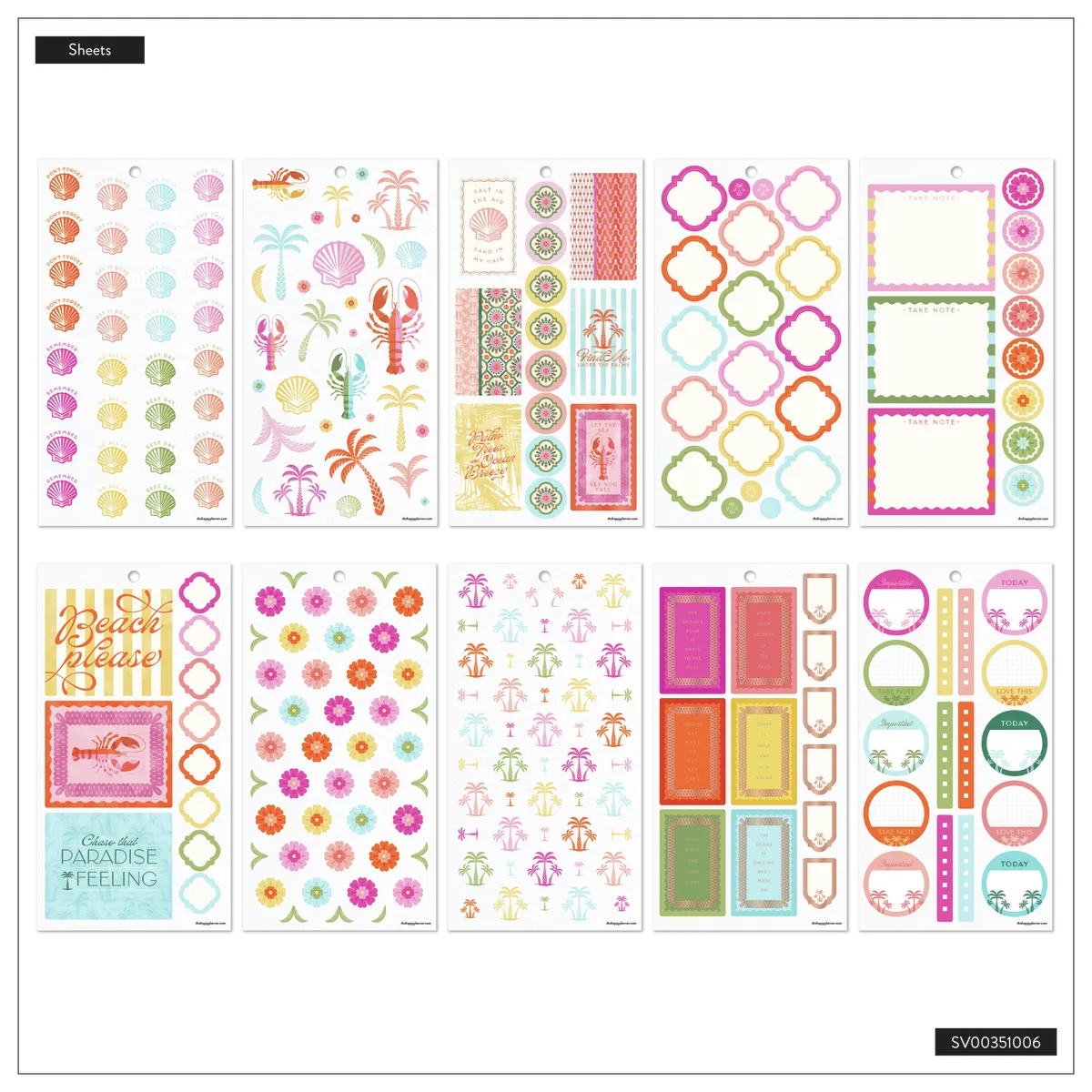 Happy Planner Palm Beach stickers value pack 771 été