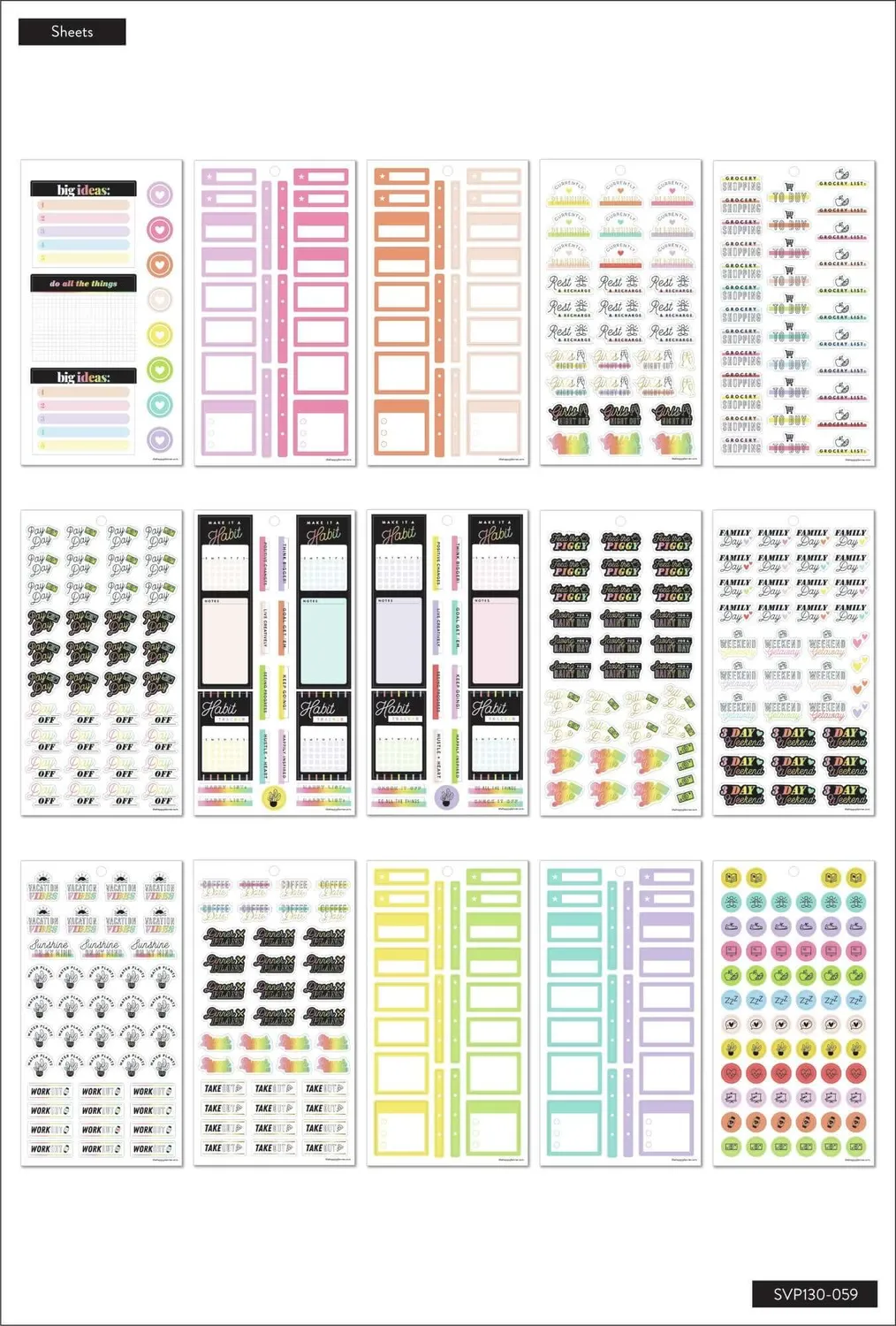 Happy Planner Happy Plans Value Pack stickers 30 feuilles couleur
