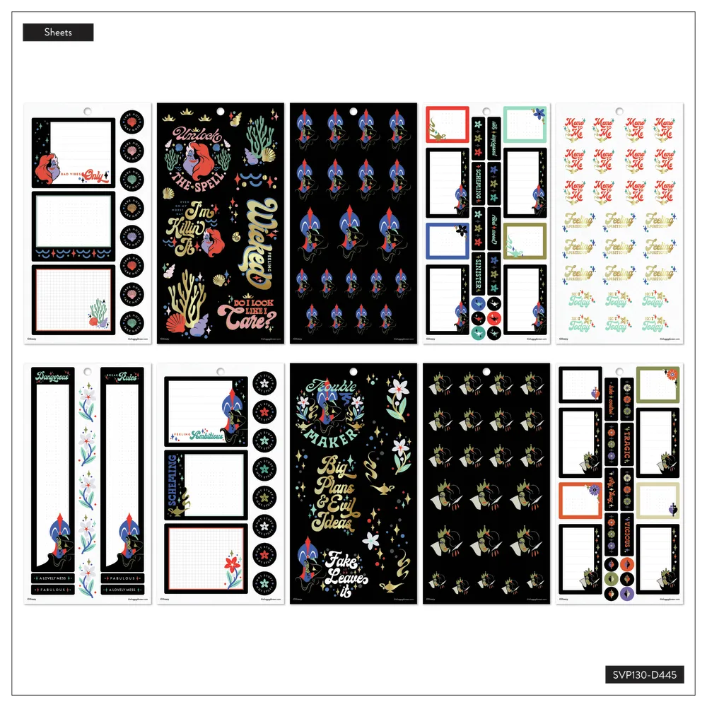 Happy Planner Disney Good vs Evil stickers Classic 30 feuilles