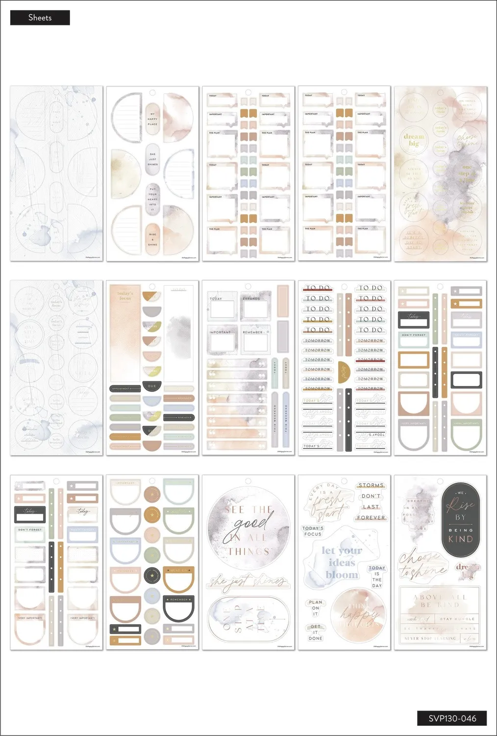 Happy Planner Neutral Watercolors Value Pack carnet 691 stickers
