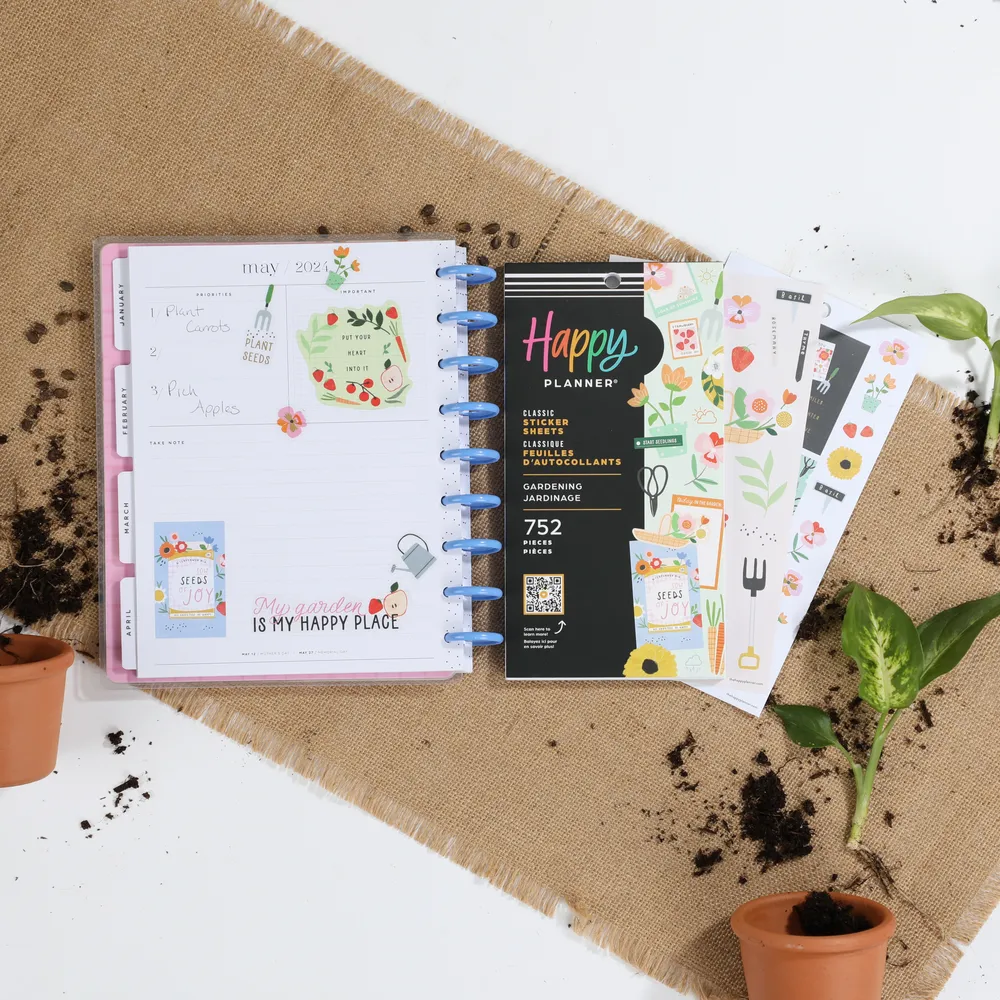 Happy Planner Gardening carnet stickers 30 planches jardin