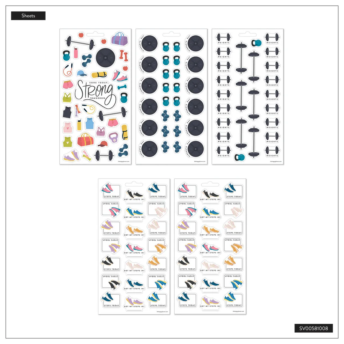 Happy Planner Fitness Icons autocollants 10 planches sport