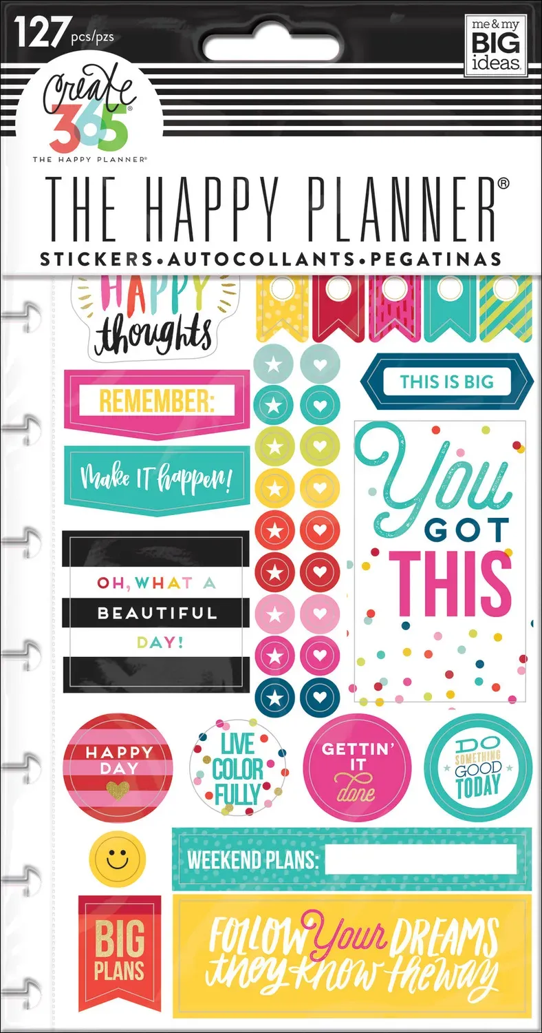 Happy Planner Happy Brights Snap-in stickers 127 foil doré