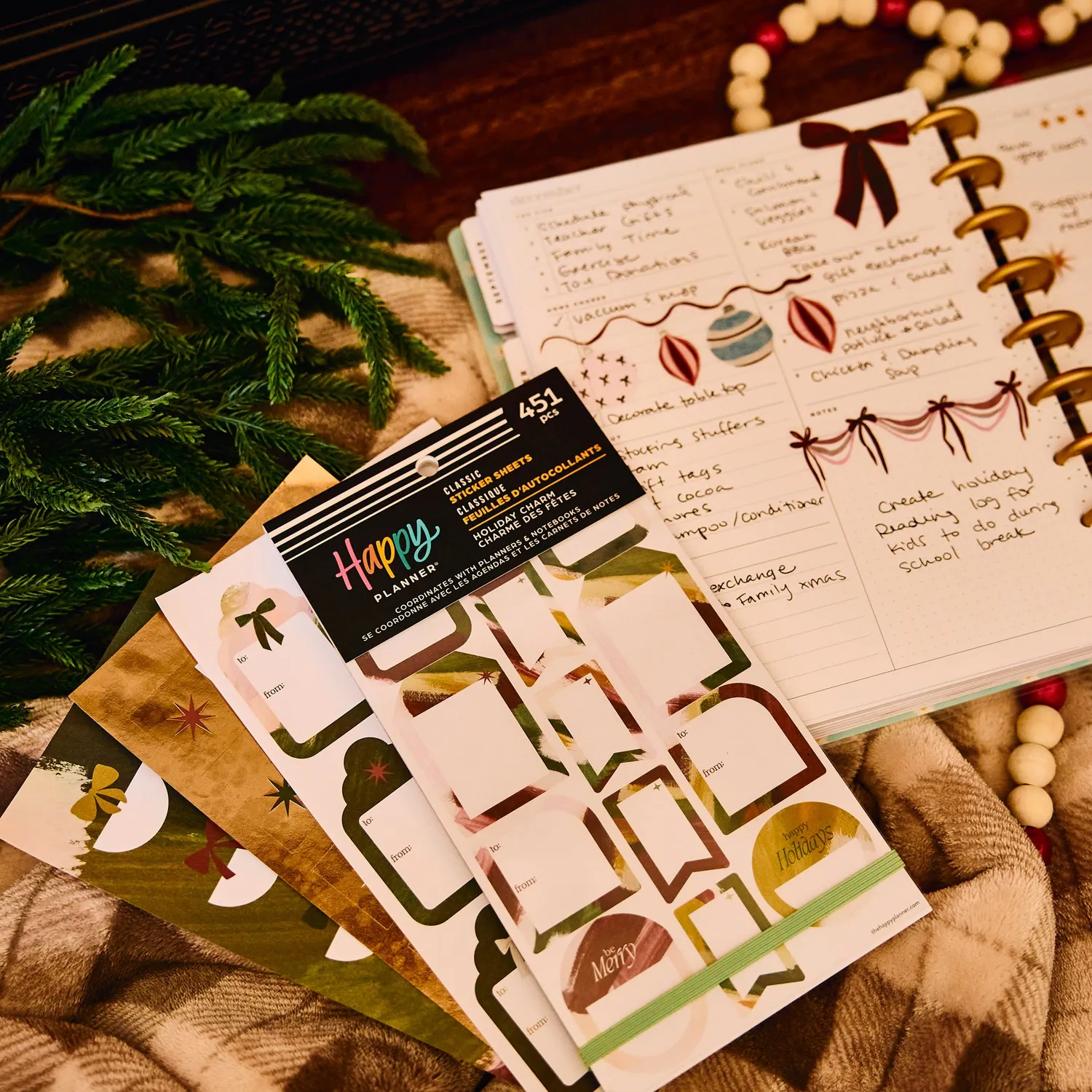 Happy Planner Holiday Charm stickers agenda 30 planches fetes