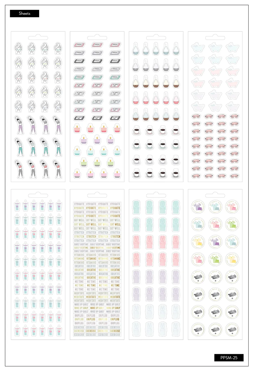 Happy Planner Be Well stickers bien-être 423 pièces