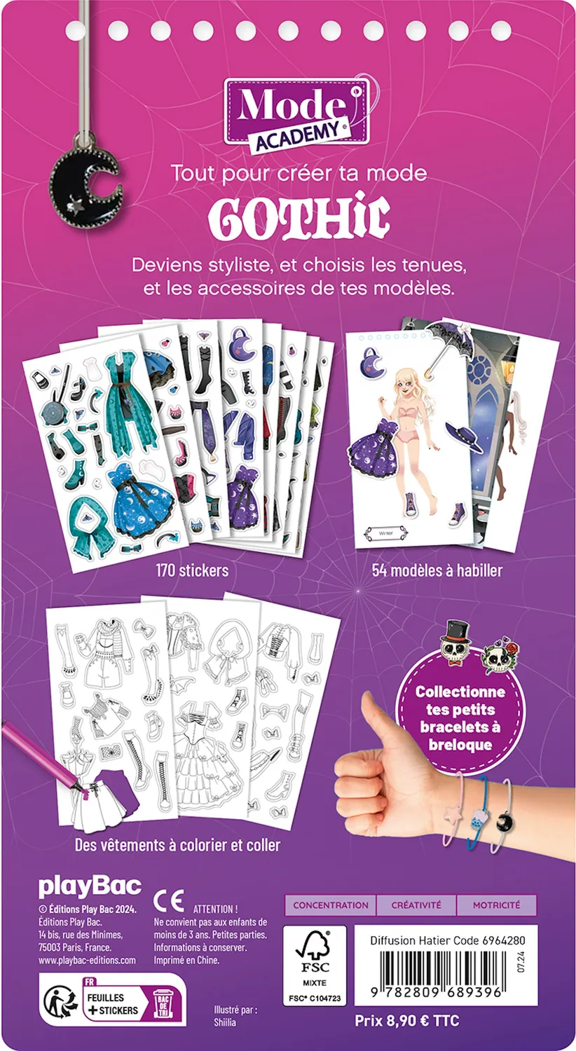 Frigobloc Mode Academy Gothic carnet créatif avec bracelet