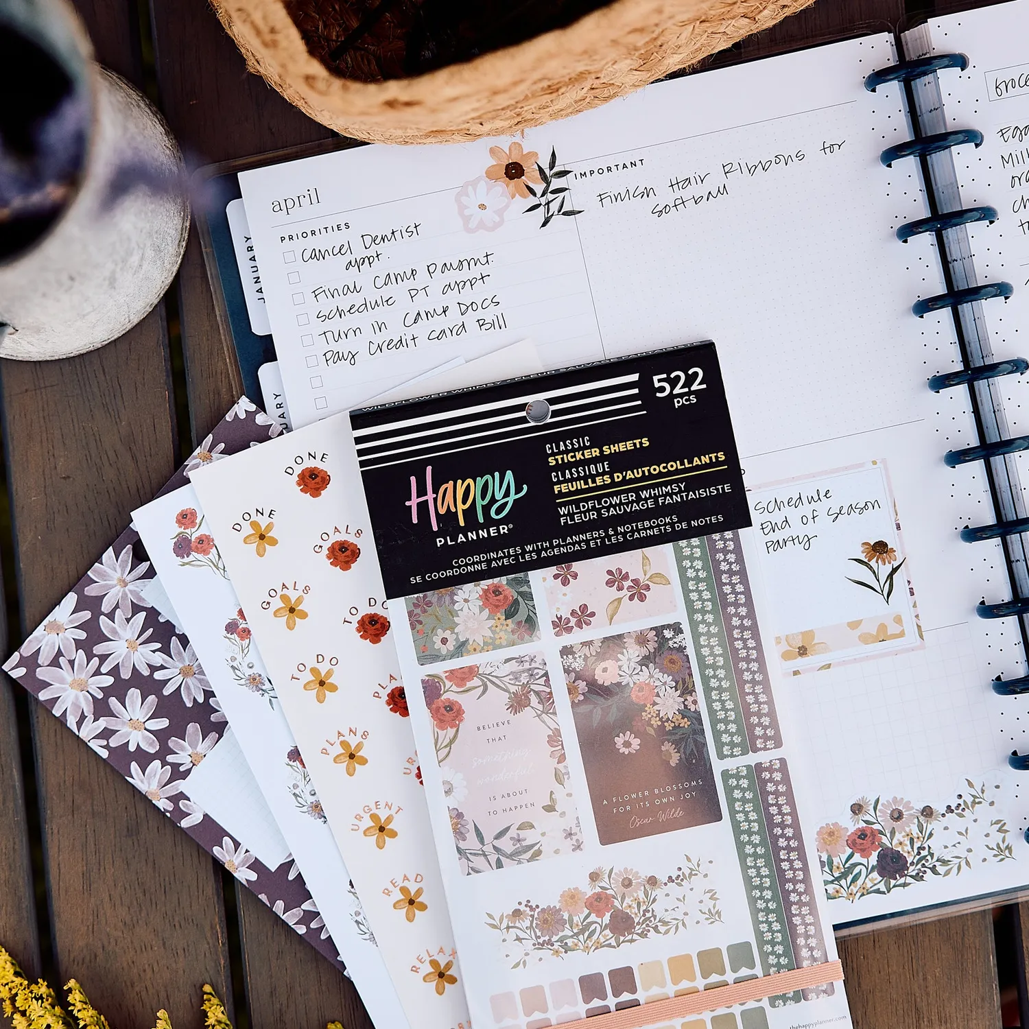 Happy Planner Wildflower Whimsy stickers value pack 30 feuilles floral