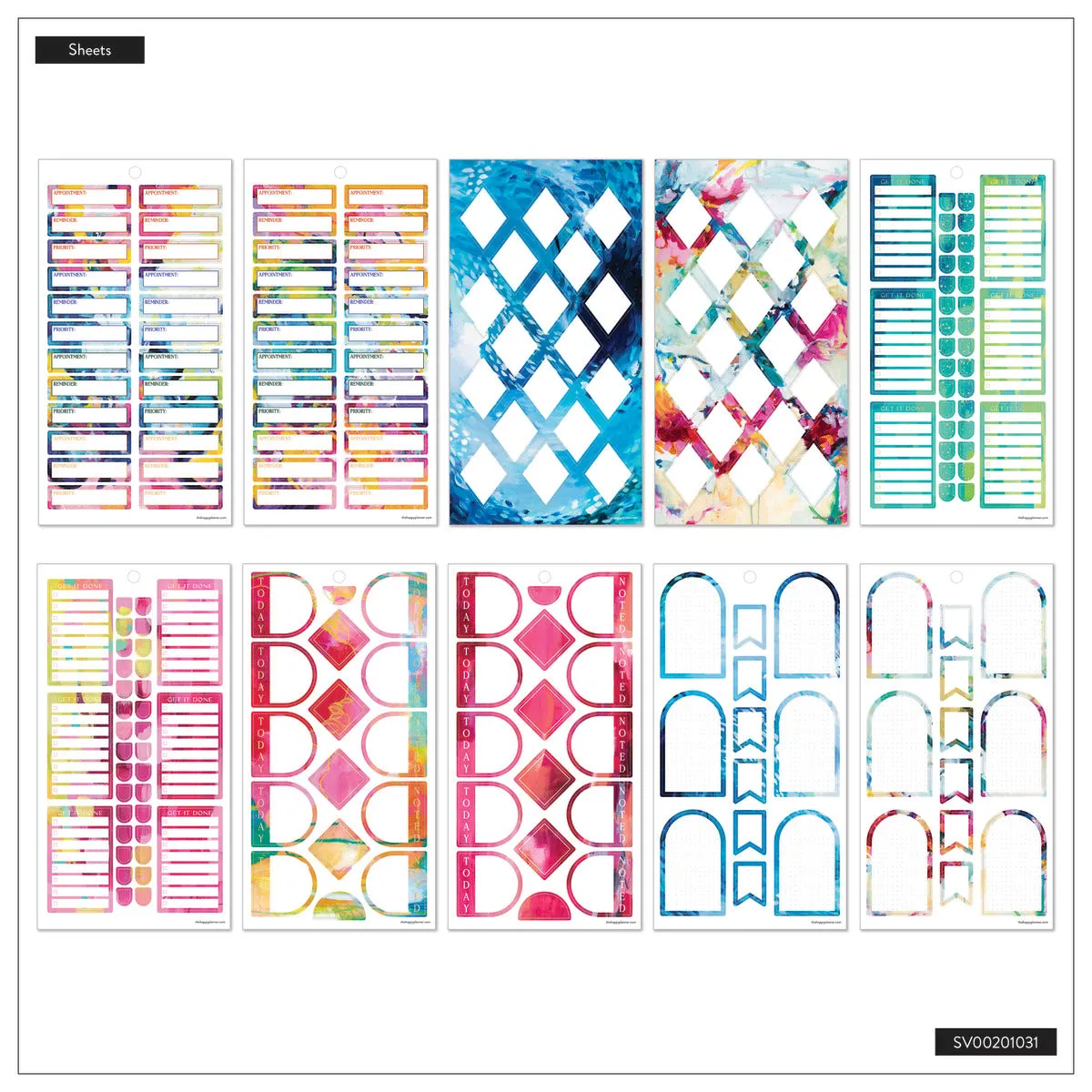 Happy Planner Abstract Watercolor stickers value pack 684