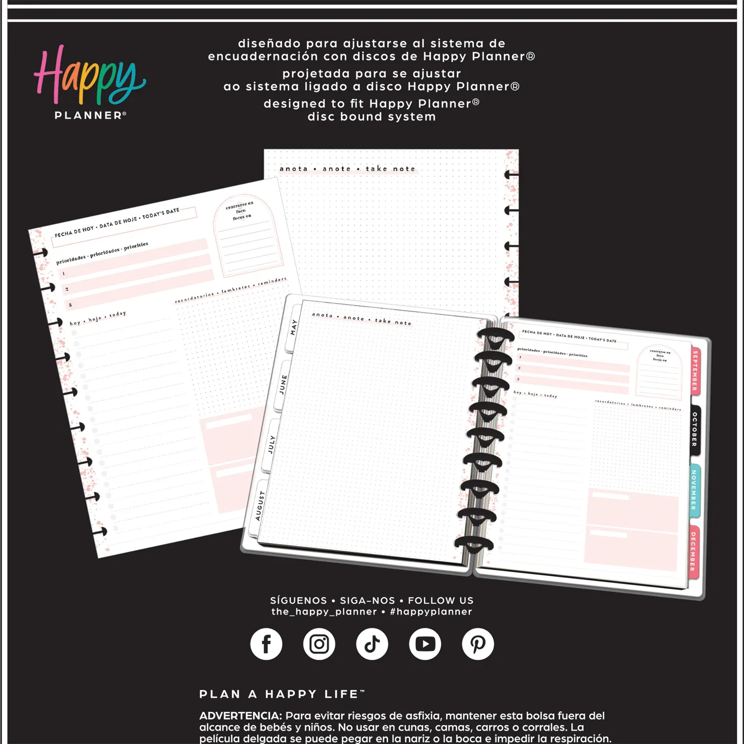 Happy Planner Multi Language Dashboard Classic recharge 40 feuilles