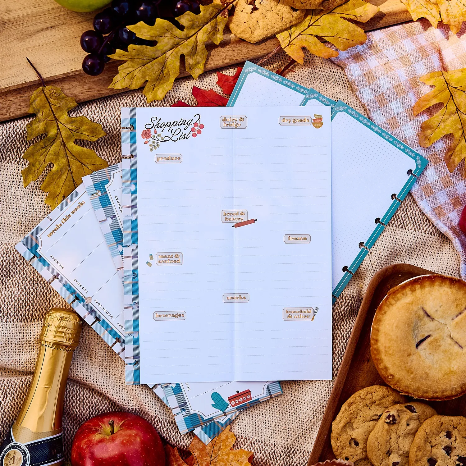 Happy Planner Classic recharge menus courses Fall Picnic 40 feuilles