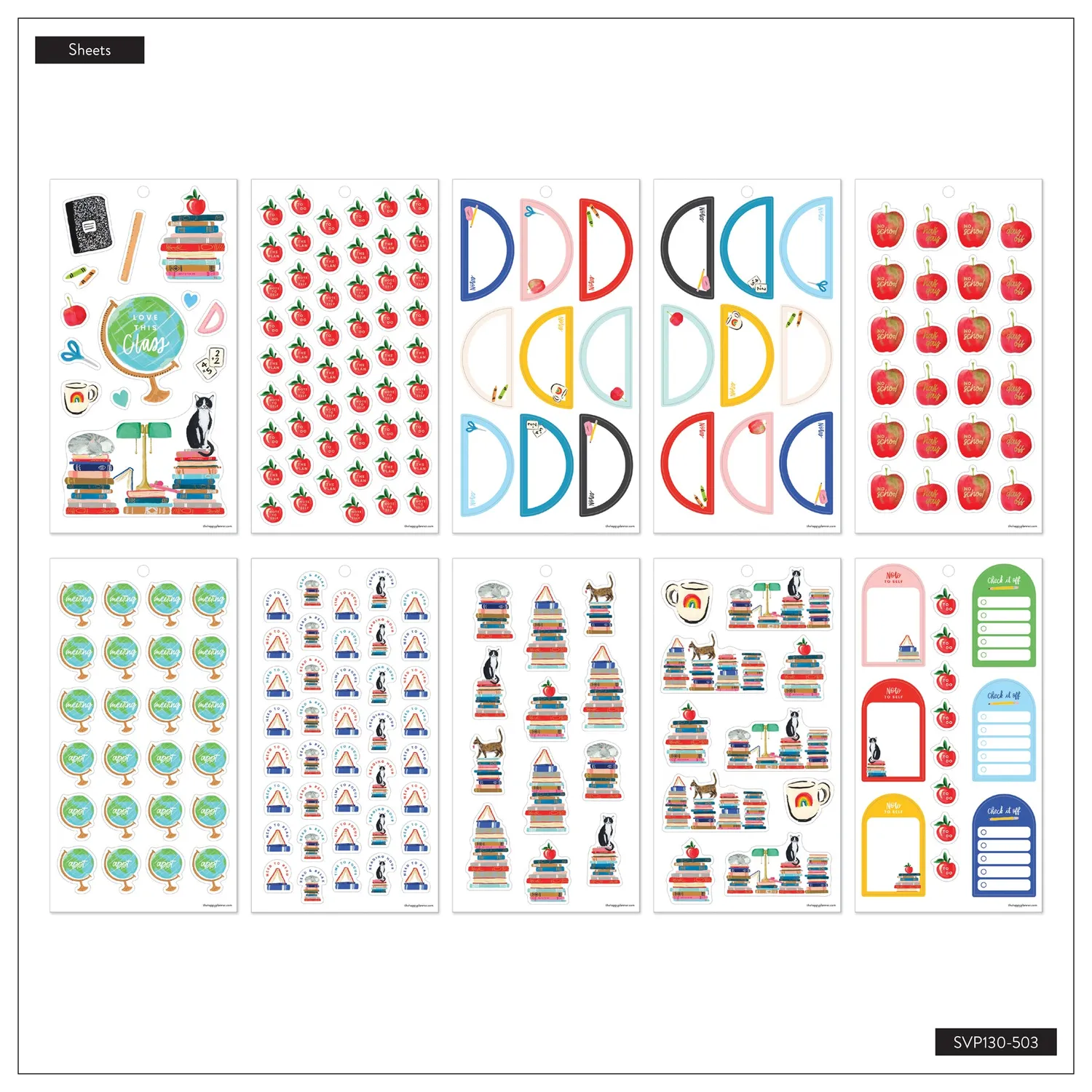 Happy Planner Bright Lessons stickers Classic 30 feuilles classe