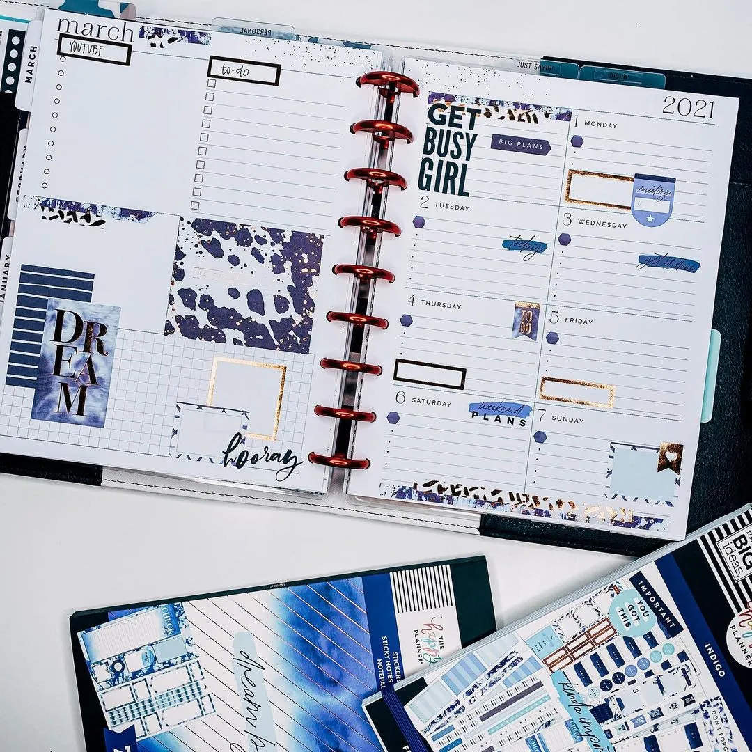 Happy Planner Indigo Tie Dye carnet stickers 500 pièces