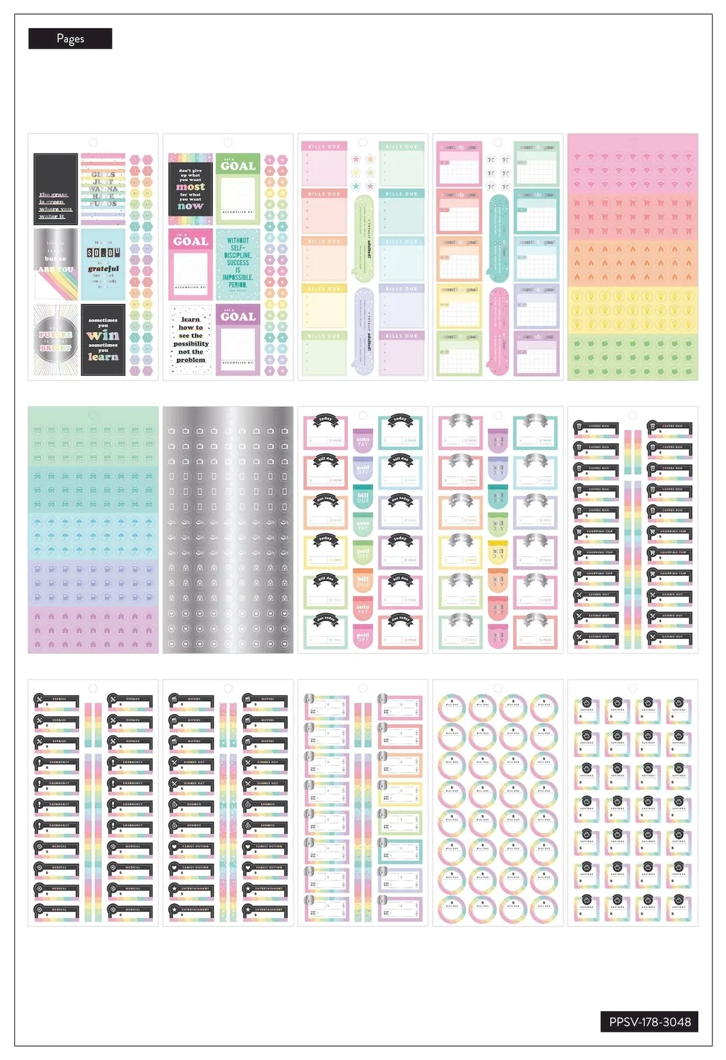 Happy Planner Budget stickers Classic 1424 finances foil