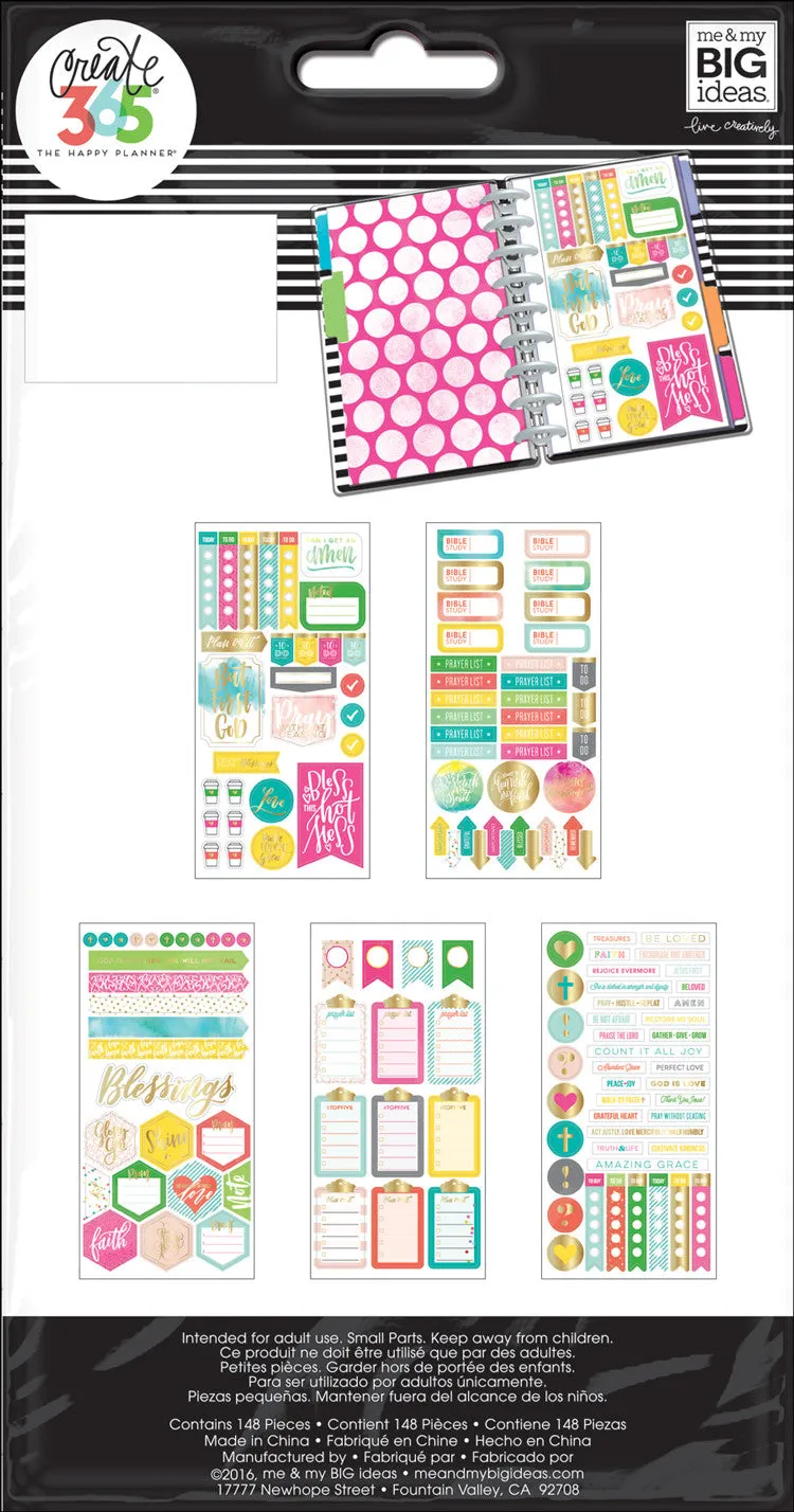 Happy Planner Faith Gratitude stickers Classic 5 planches