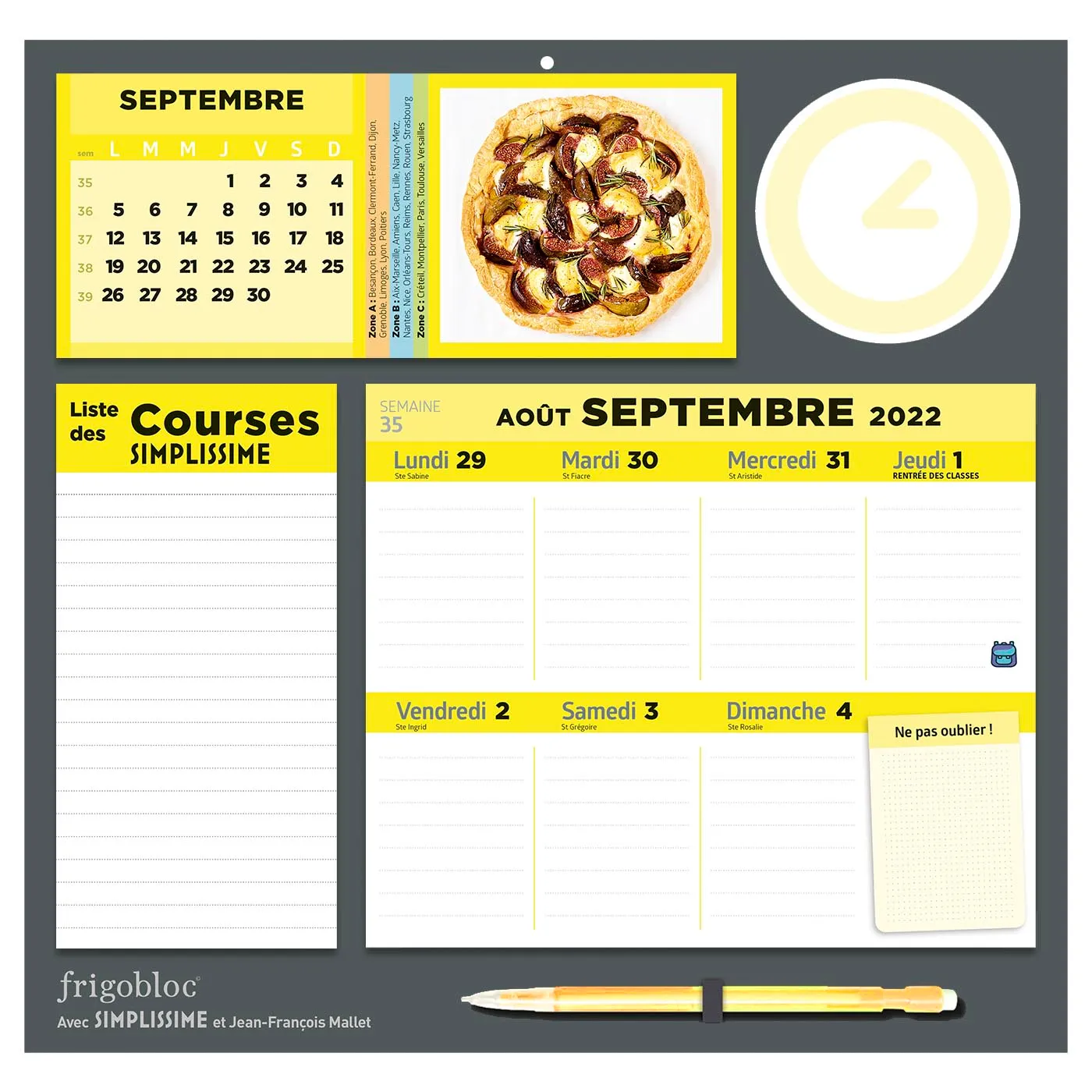 Frigobloc Hebdomadaire 2023 Simplissime calendrier frigo aimanté