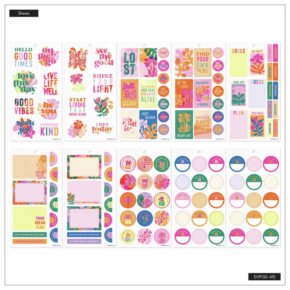 Happy Planner Vivid Tropics stickers Classic 30 feuilles tropical