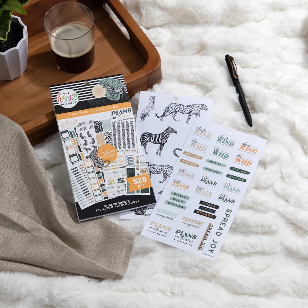 Happy Planner Wild Plans pack carnet Classic + stickers jungle