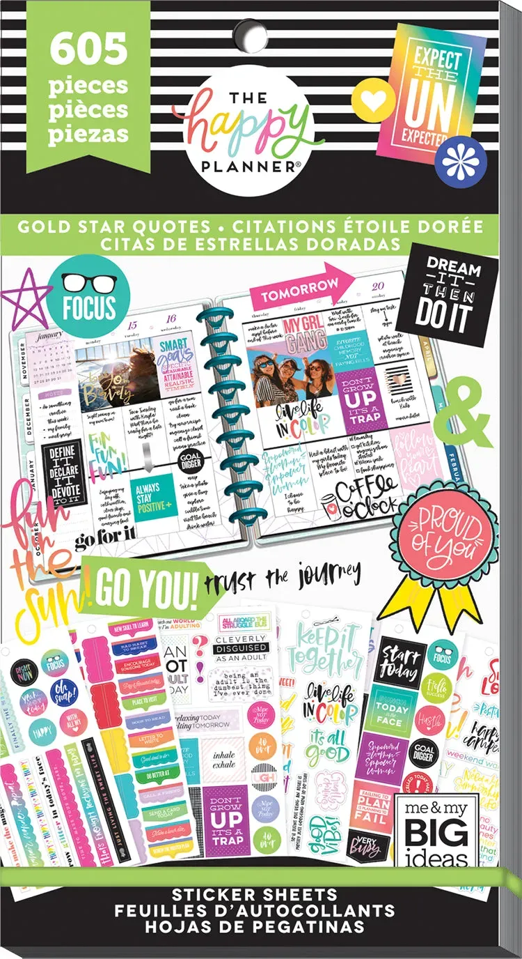 Happy Planner Gold Star Quotes stickers citations 605