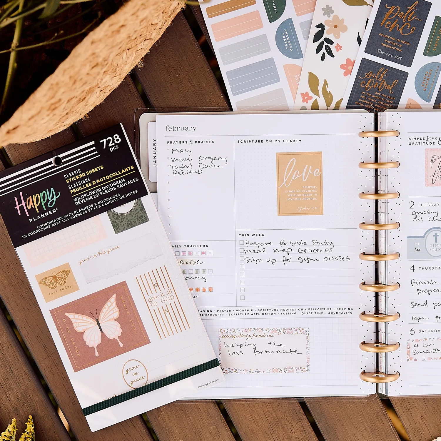 Happy Planner Wildflower Faith stickers 30 planches floral