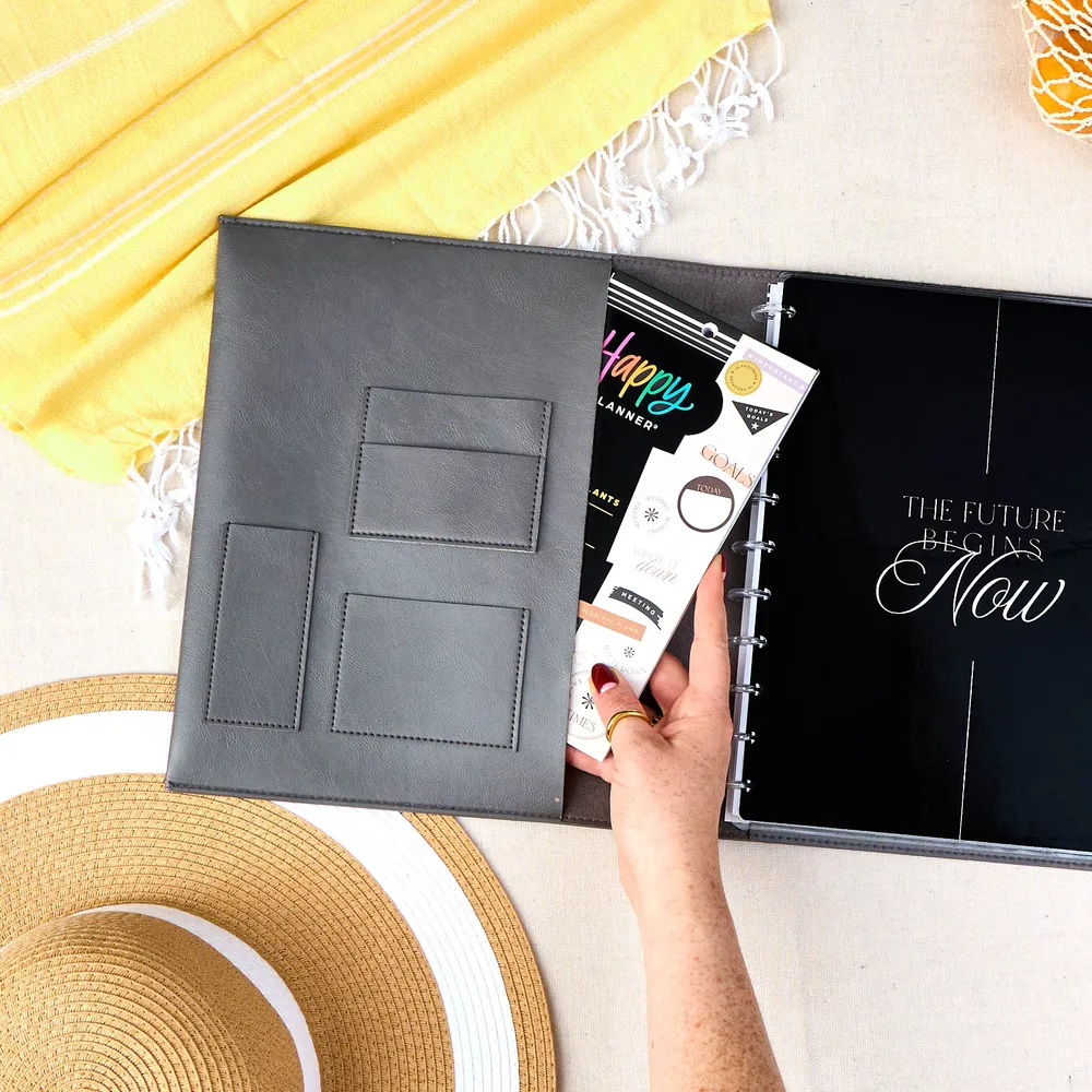 Happy Planner Midnight pochette folio simili cuir Big