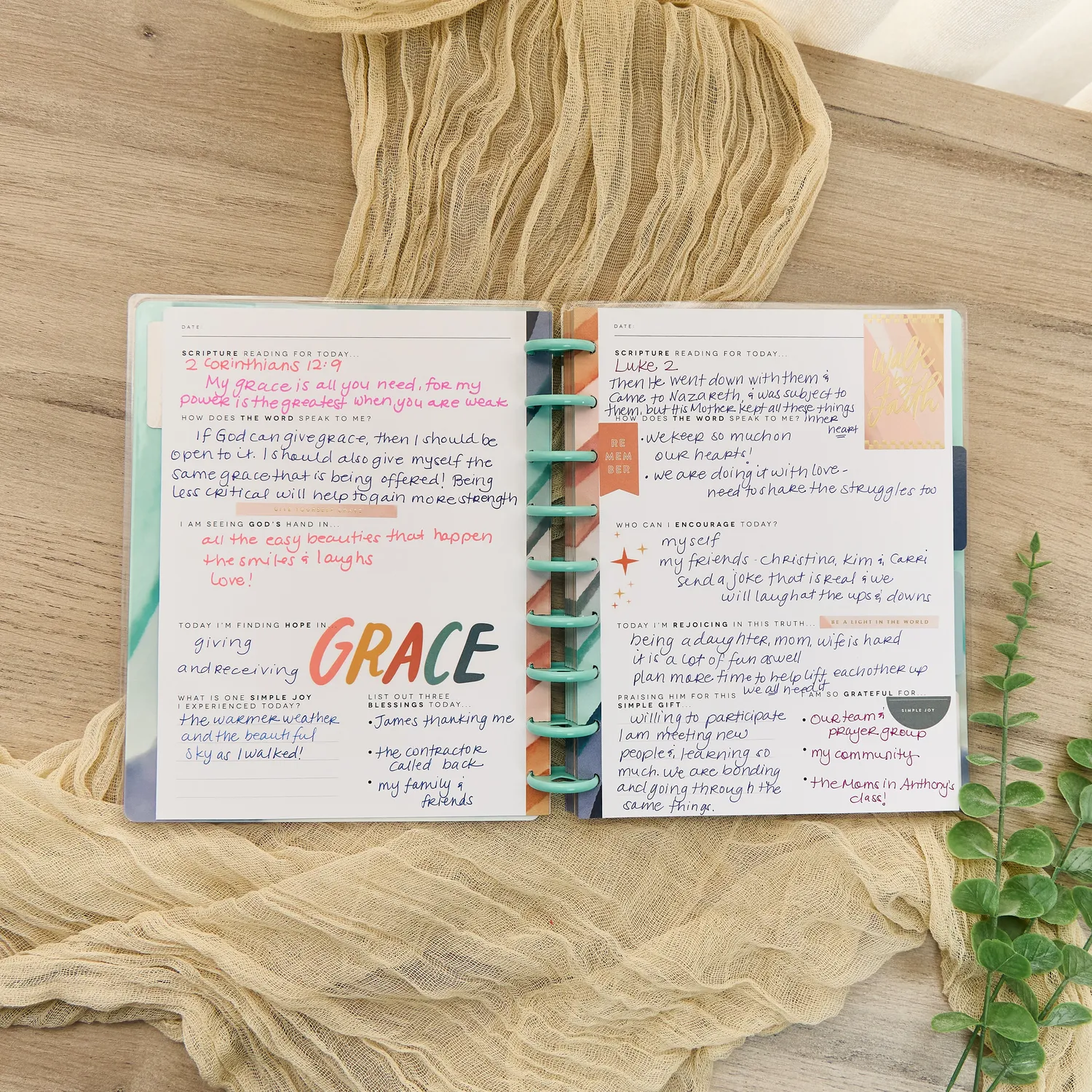 Happy Planner Watercolor Grace journal guidé Classic 80 feuilles