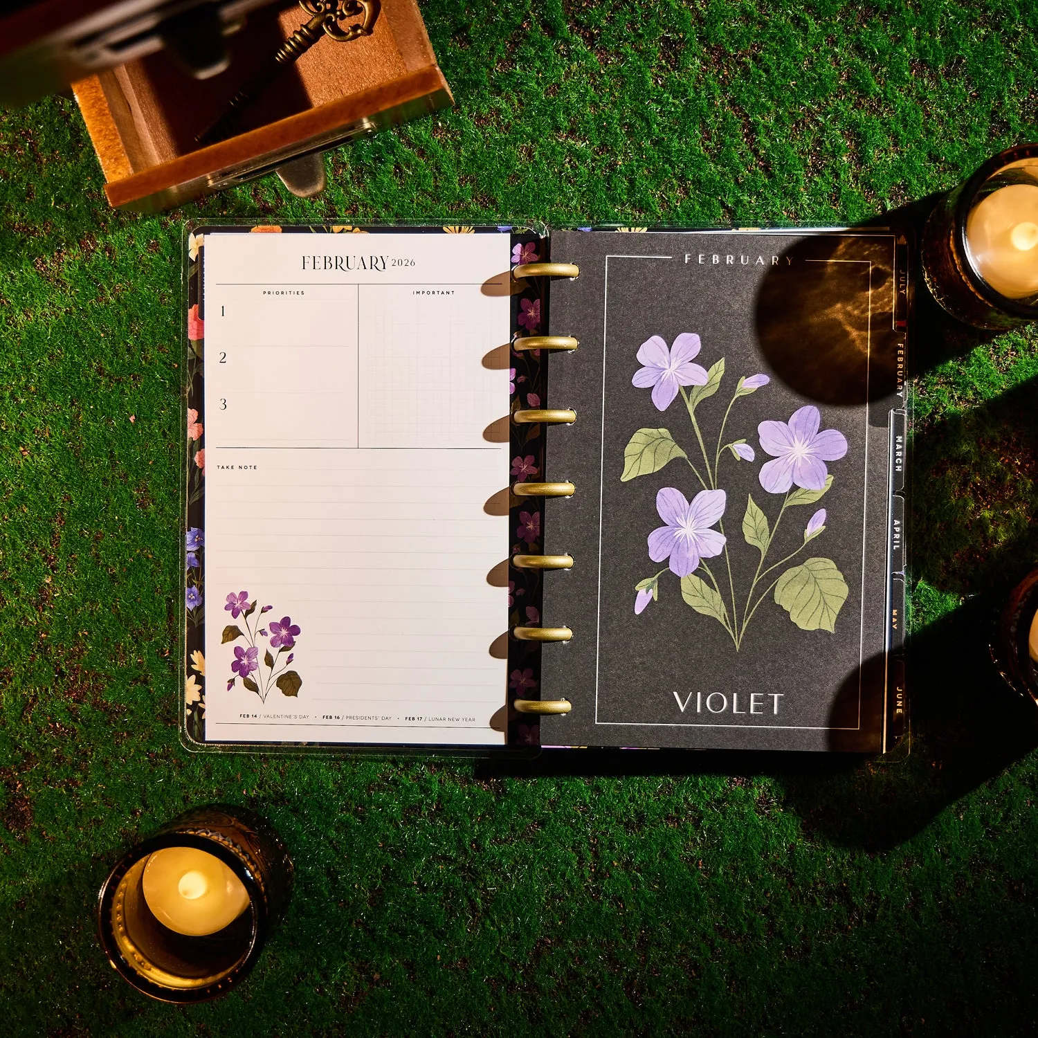 Happy Planner Dark Garden 2026 Mini agenda dashboard 12 mois