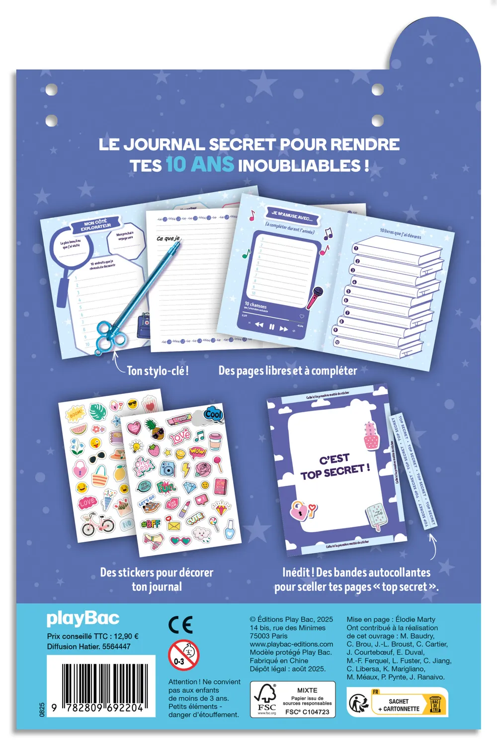 Frigobloc Journal secret de mes 10 ans journal intime cadenas