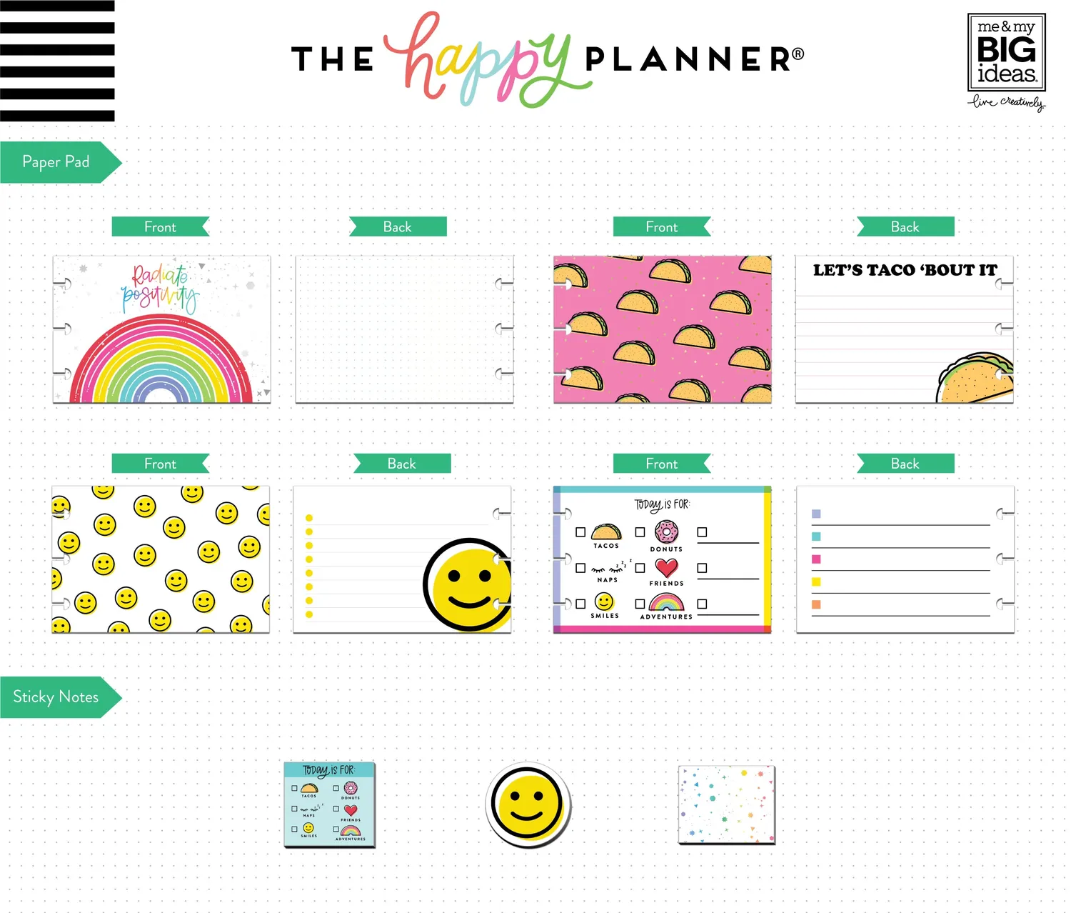 Happy Planner Radiate Positivity accessoires stickers notes