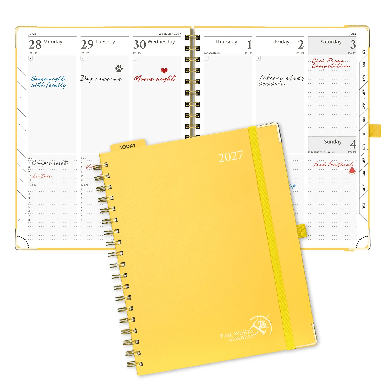 Poprun WEHB5-27 agenda semainier 2027 8x10 jaune clair