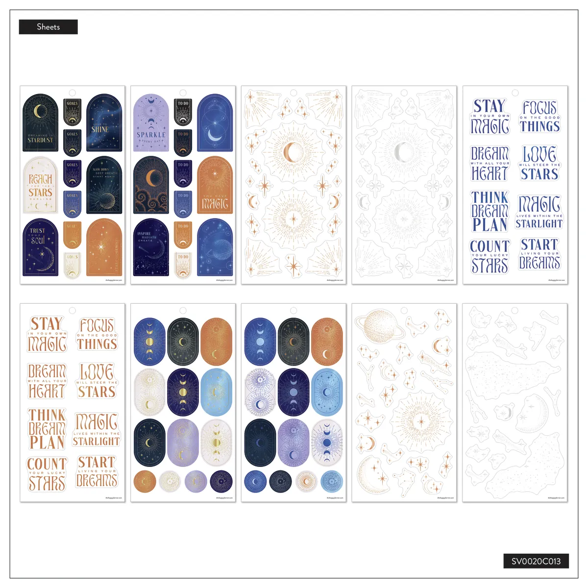 Happy Planner Starcrossed stickers 640 neutre