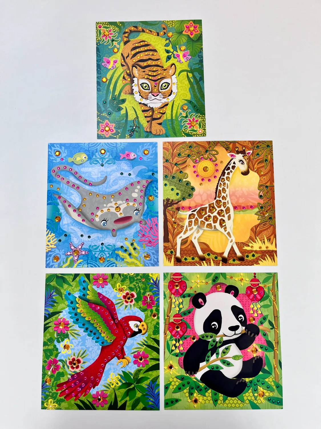 Minimiki Cartes strass Animaux pochette 5 cartes 450 strass