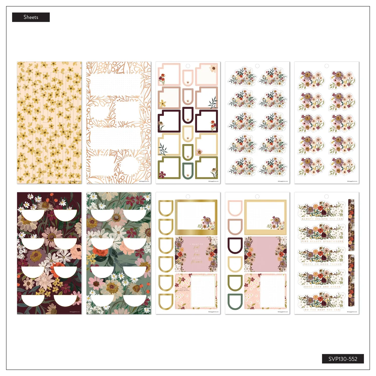 Happy Planner Wildflower Whimsy stickers value pack 30 feuilles floral